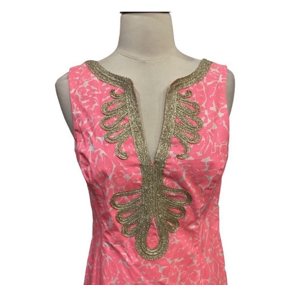 Lilly Pulitzer - Pink and Gold Emery Shift Dress - Picture 4 of 4